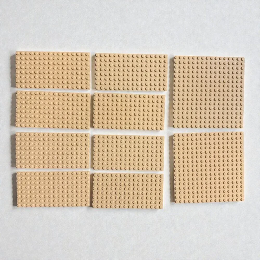 LEGO Tan Baseplates Lot Building Plates MOC Sand Beige Terrain Authentic 16 x 16